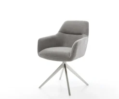 DrehstuhlPejo-Flex Strukturstoff Soft Grau Kreuzgestell breit Edelstahl 360° drehbar Wippfunktion Taschenfederkern Sofort versandfertig