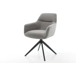 DrehstuhlPejo-Flex Strukturstoff Soft Grau Kreuzgestell breit Schwarz 360° drehbar Wippfunktion Taschenfederkern Sofort versandfertig