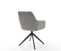 DrehstuhlPejo-Flex Strukturstoff Soft Grau Kreuzgestell breit Schwarz 360° drehbar Wippfunktion Taschenfederkern Sofort versandfertig