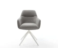 DrehstuhlPejo-Flex Strukturstoff Soft Grau Kreuzgestell breit Weiß 360° drehbar Wippfunktion Taschenfederkern Sofort versandfertig