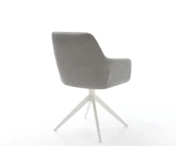 DrehstuhlPejo-Flex Strukturstoff Soft Grau Kreuzgestell breit Weiß 360° drehbar Wippfunktion Taschenfederkern Sofort versandfertig