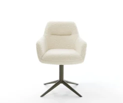 DrehstuhlPejo-Flex Teddystoff Beige Fußkreuz Effektfinish Titan 360° drehbar Wippfunktion Taschenfederkern Sofort versandfertig