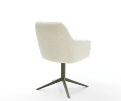 DrehstuhlPejo-Flex Teddystoff Beige Fußkreuz Effektfinish Titan 360° drehbar Wippfunktion Taschenfederkern Sofort versandfertig