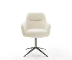 DrehstuhlPejo-Flex Teddystoff Beige Fußkreuz Graphit 360° drehbar Wippfunktion Taschenfederkern Sofort versandfertig