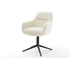 DrehstuhlPejo-Flex Teddystoff Beige Fußkreuz Schwarz 360° drehbar Wippfunktion Taschenfederkern Sofort versandfertig