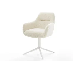 DrehstuhlPejo-Flex Teddystoff Beige Fußkreuz Weiß 360° drehbar Wippfunktion Taschenfederkern Sofort versandfertig