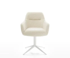 DrehstuhlPejo-Flex Teddystoff Beige Fußkreuz Weiß 360° drehbar Wippfunktion Taschenfederkern Sofort versandfertig