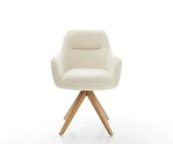 DrehstuhlPejo-Flex Teddystoff Beige Holzgestell kantig Natur 360° drehbar Taschenfederkern Versandfertig ca. 28.10.26