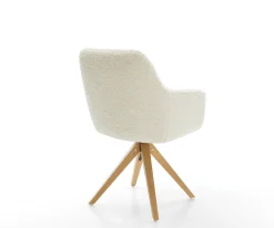 DrehstuhlPejo-Flex Teddystoff Beige Holzgestell kantig Natur 360° drehbar Taschenfederkern Versandfertig ca. 28.10.26