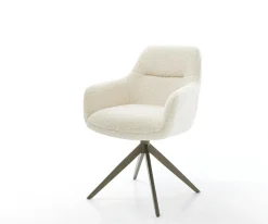 DrehstuhlPejo-Flex Teddystoff Beige Kreuzgestell breit Effektfinish Titan 360° drehbar Wippfunktion Taschenfederkern Sofort versandfertig