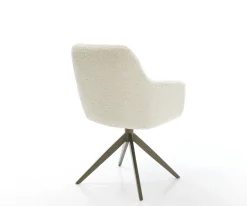 DrehstuhlPejo-Flex Teddystoff Beige Kreuzgestell breit Effektfinish Titan 360° drehbar Wippfunktion Taschenfederkern Sofort versandfertig