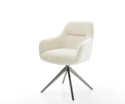 DrehstuhlPejo-Flex Teddystoff Beige Kreuzgestell breit Graphit 360° drehbar Wippfunktion Taschenfederkern Sofort versandfertig