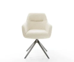DrehstuhlPejo-Flex Teddystoff Beige Kreuzgestell breit Graphit 360° drehbar Wippfunktion Taschenfederkern Sofort versandfertig
