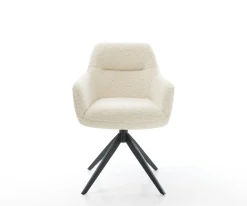 DrehstuhlPejo-Flex Teddystoff Beige Kreuzgestell breit Schwarz 360° drehbar Wippfunktion Taschenfederkern Sofort versandfertig