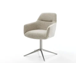 DrehstuhlPejo-Flex Webstoff Soft Beige Fußkreuz Edelstahl 360° drehbar Wippfunktion Taschenfederkern Sofort versandfertig