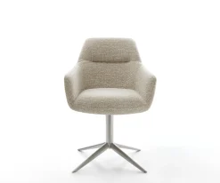 DrehstuhlPejo-Flex Webstoff Soft Beige Fußkreuz Edelstahl 360° drehbar Wippfunktion Taschenfederkern Sofort versandfertig