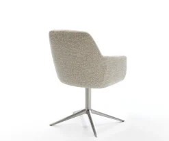 DrehstuhlPejo-Flex Webstoff Soft Beige Fußkreuz Edelstahl 360° drehbar Wippfunktion Taschenfederkern Sofort versandfertig
