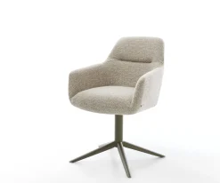 DrehstuhlPejo-Flex Webstoff Soft Beige Fußkreuz Effektfinish Titan 360° drehbar Wippfunktion Taschenfederkern Sofort versandfertig
