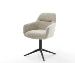 DrehstuhlPejo-Flex Webstoff Soft Beige Fußkreuz Schwarz 360° drehbar Wippfunktion Taschenfederkern Sofort versandfertig