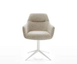 DrehstuhlPejo-Flex Webstoff Soft Beige Fußkreuz Weiß 360° drehbar Wippfunktion Taschenfederkern Sofort versandfertig