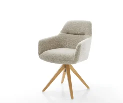 DrehstuhlPejo-Flex Webstoff Soft Beige Holzgestell kantig Natur 360° drehbar Taschenfederkern Versandfertig ca. 28.10.26