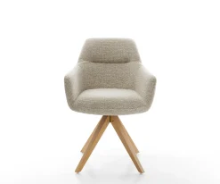 DrehstuhlPejo-Flex Webstoff Soft Beige Holzgestell kantig Natur 360° drehbar Taschenfederkern Versandfertig ca. 28.10.26