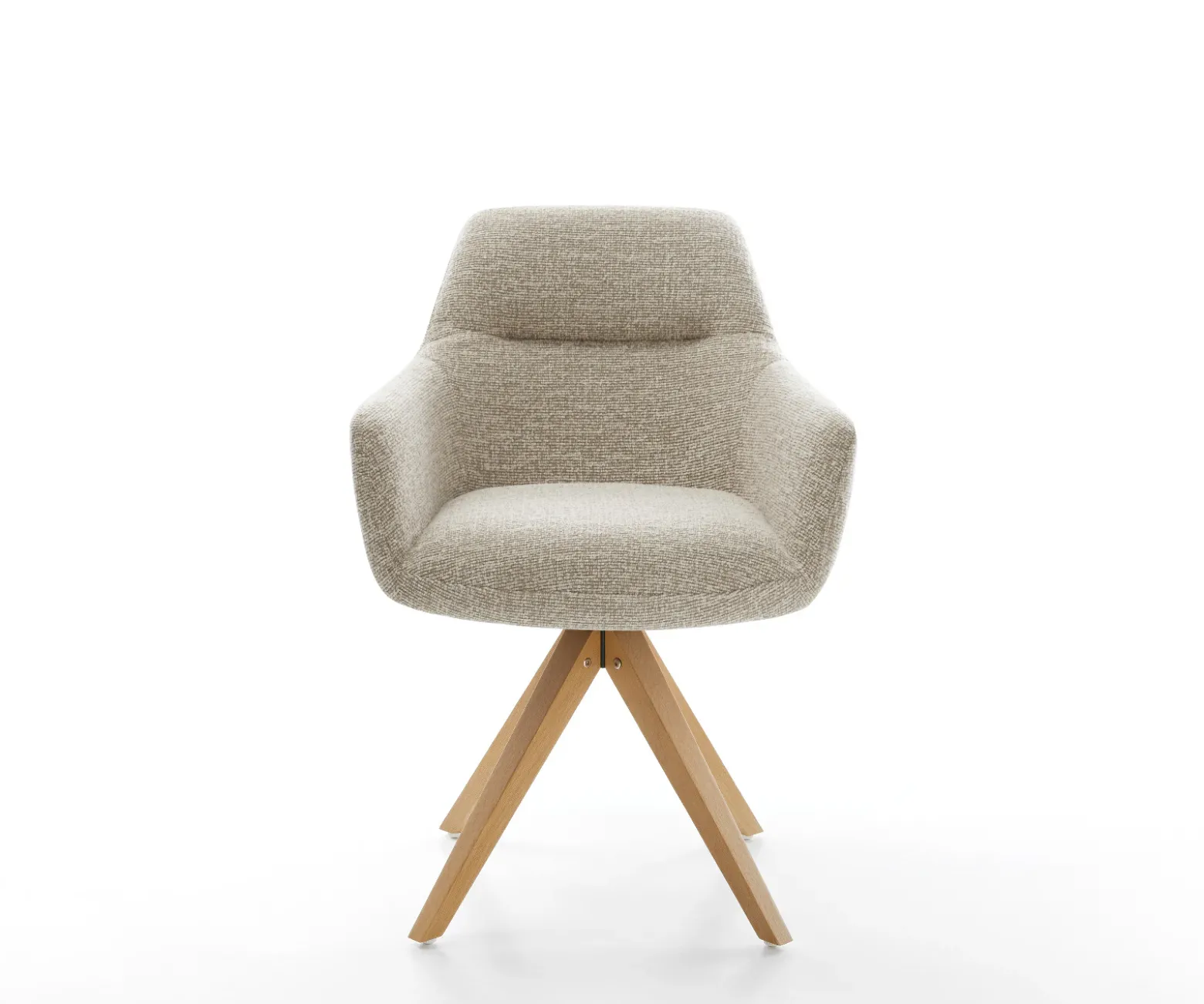 DrehstuhlPejo-Flex Webstoff Soft Beige Holzgestell kantig Natur 360° drehbar Taschenfederkern Versandfertig ca. 28.10.26