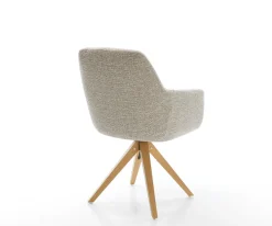 DrehstuhlPejo-Flex Webstoff Soft Beige Holzgestell kantig Natur 360° drehbar Taschenfederkern Versandfertig ca. 28.10.26