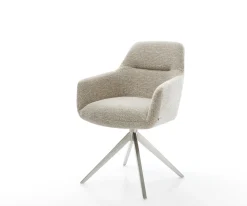 DrehstuhlPejo-Flex Webstoff Soft Beige Kreuzgestell breit Edelstahl 360° drehbar Wippfunktion Taschenfederkern Sofort versandfertig