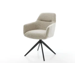 DrehstuhlPejo-Flex Webstoff Soft Beige Kreuzgestell breit Schwarz 360° drehbar Wippfunktion Taschenfederkern Sofort versandfertig