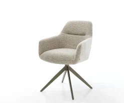 DrehstuhlPejo-Flex Webstoff Soft Beige Kreuzgestell breit Effektfinish Titan 360° drehbar Wippfunktion Taschenfederkern Sofort versandfertig