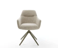 DrehstuhlPejo-Flex Webstoff Soft Beige Kreuzgestell breit Effektfinish Titan 360° drehbar Wippfunktion Taschenfederkern Sofort versandfertig