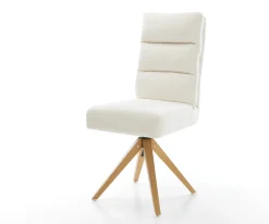 DrehstuhlPela-Flex Bouclé Soft Beige Holzgestell kantig Natur 360° drehbar Taschenfederkern Versandfertig ca. 28.10.26