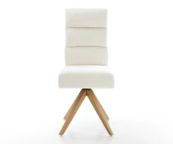 DrehstuhlPela-Flex Bouclé Soft Beige Holzgestell kantig Natur 360° drehbar Taschenfederkern Versandfertig ca. 28.10.26