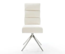 DrehstuhlPela-Flex Bouclé Soft Beige Kreuzgestell breit Edelstahl 360° drehbar Wippfunktion Taschenfederkern Sofort versandfertig