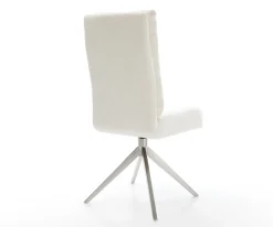 DrehstuhlPela-Flex Bouclé Soft Beige Kreuzgestell breit Edelstahl 360° drehbar Wippfunktion Taschenfederkern Sofort versandfertig