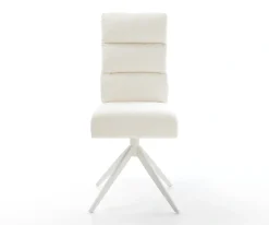 DrehstuhlPela-Flex Bouclé Soft Beige Kreuzgestell breit Weiß 360° drehbar Wippfunktion Taschenfederkern Sofort versandfertig