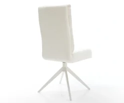 DrehstuhlPela-Flex Bouclé Soft Beige Kreuzgestell breit Weiß 360° drehbar Wippfunktion Taschenfederkern Sofort versandfertig