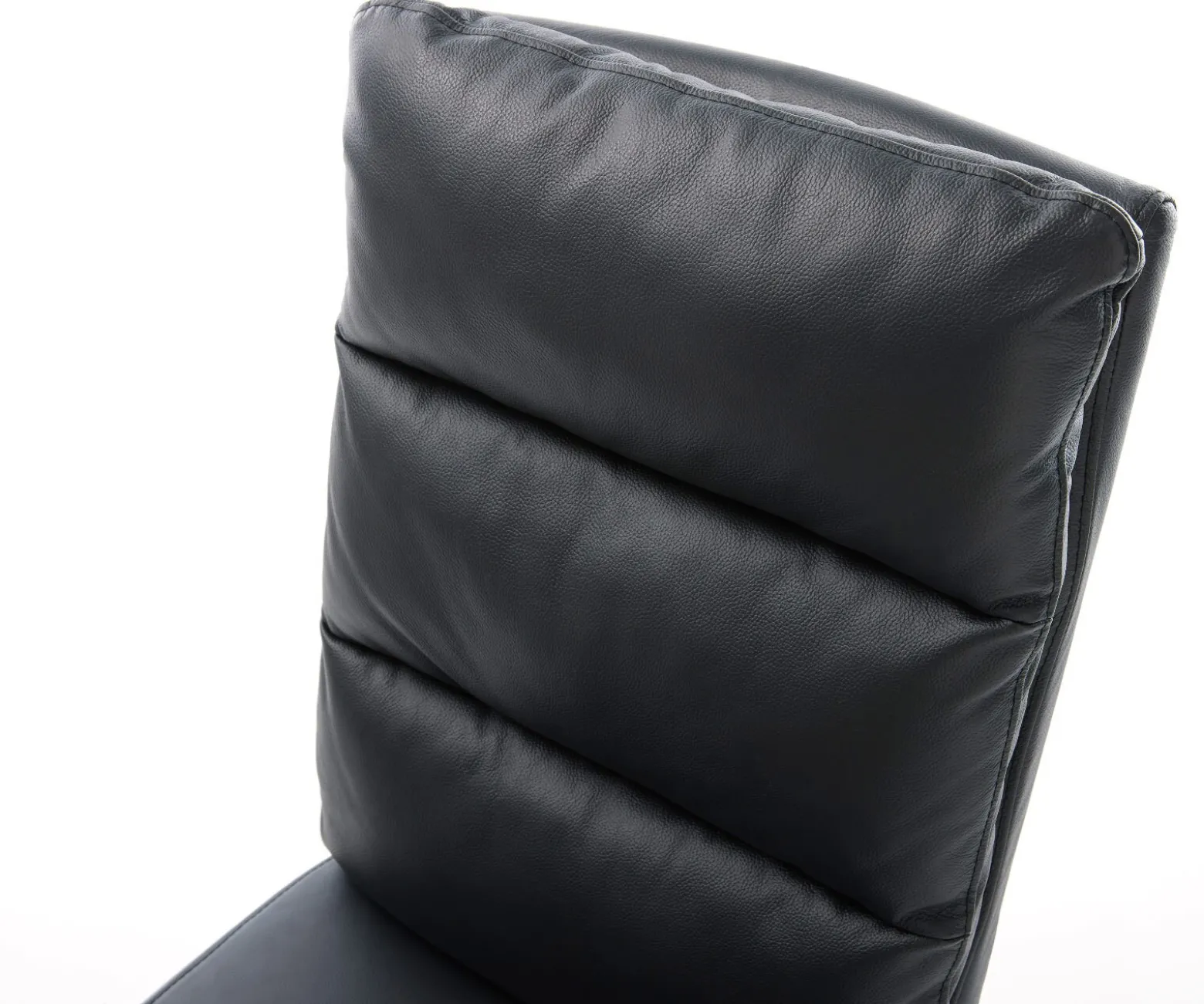 DrehstuhlPela-Flex Echt-Leder Schwarz Kreuzgestell breit Schwarz 360° drehbar Wippfunktion Taschenfederkern Sofort versandfertig