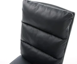 DrehstuhlPela-Flex Echt-Leder Schwarz Kreuzgestell breit Edelstahl 360° drehbar Wippfunktion Taschenfederkern Sofort versandfertig