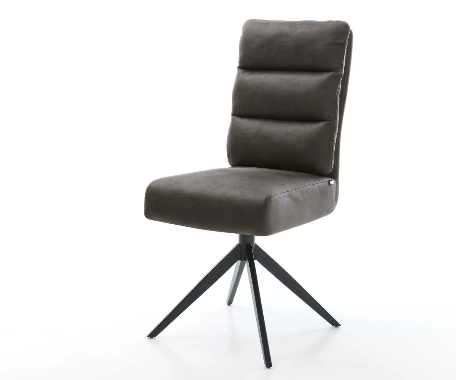 DrehstuhlPela-Flex Mikrofaser Anthrazit Vintage Kreuzgestell breit Schwarz 360° drehbar Wippfunktion Taschenfederkern Sofort versandfertig