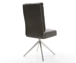DrehstuhlPela-Flex Mikrofaser Anthrazit Vintage Kreuzgestell breit Edelstahl 360° drehbar Wippfunktion Taschenfederkern Sofort versandfertig