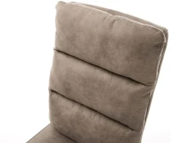 DrehstuhlPela-Flex Mikrofaser Taupe Vintage Kreuzgestell breit Edelstahl 360° drehbar Wippfunktion Taschenfederkern Sofort versandfertig