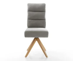 DrehstuhlPela-Flex Strukturstoff Soft Grau Holzgestell kantig Natur 360° drehbar Taschenfederkern Versandfertig ca. 28.10.26