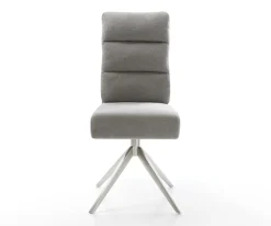 DrehstuhlPela-Flex Strukturstoff Soft Grau Kreuzgestell breit Edelstahl 360° drehbar Wippfunktion Taschenfederkern Sofort versandfertig
