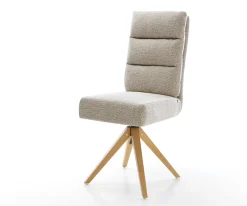 DrehstuhlPela-Flex Webstoff Soft Beige Holzgestell kantig Natur 360° drehbar Taschenfederkern Versandfertig ca. 28.10.26