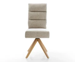 DrehstuhlPela-Flex Webstoff Soft Beige Holzgestell kantig Natur 360° drehbar Taschenfederkern Versandfertig ca. 28.10.26