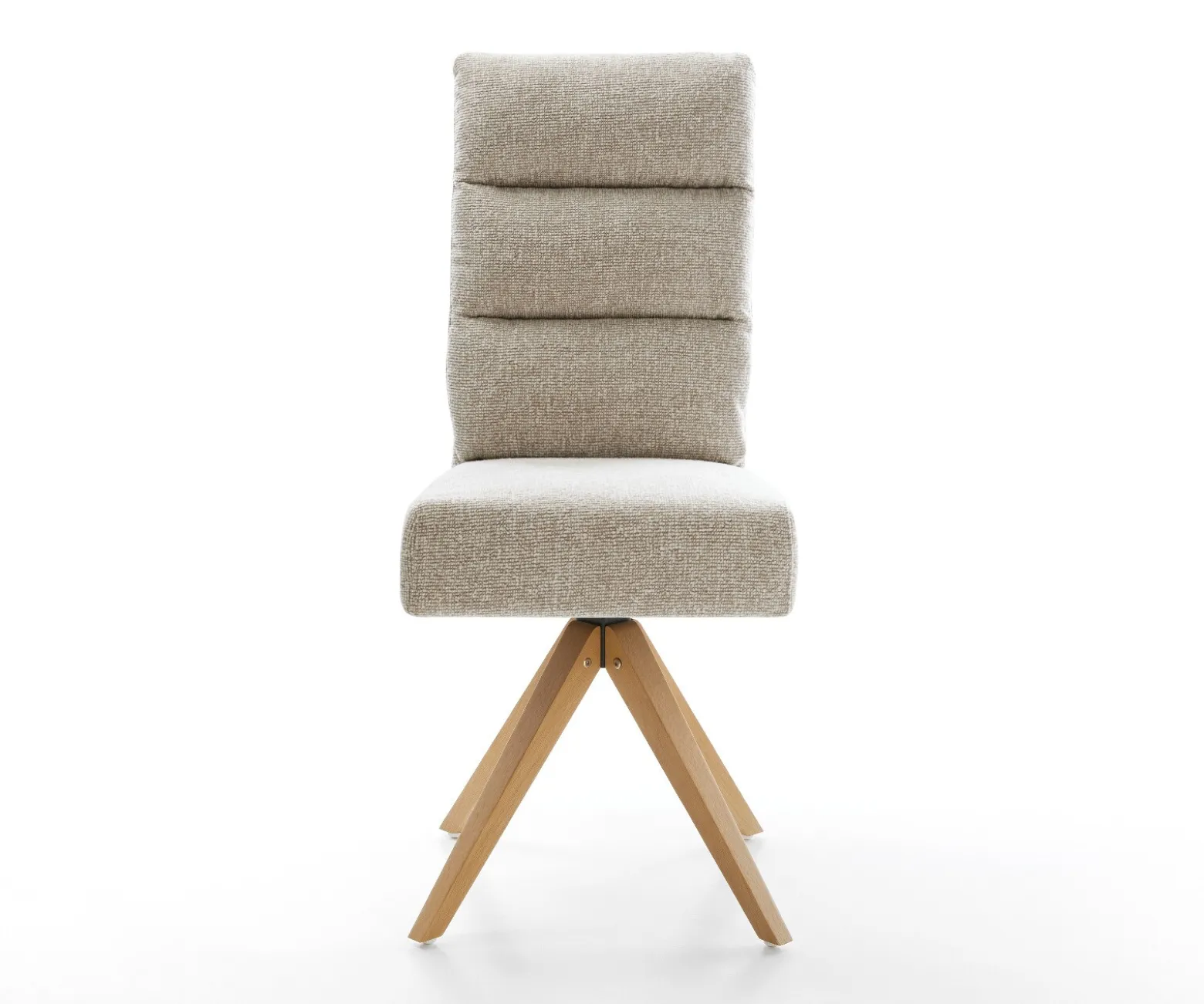 DrehstuhlPela-Flex Webstoff Soft Beige Holzgestell kantig Natur 360° drehbar Taschenfederkern Versandfertig ca. 28.10.26