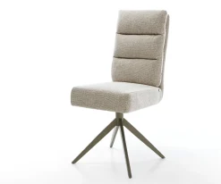 DrehstuhlPela-Flex Webstoff Soft Beige Kreuzgestell breit Effektfinish Titan 360° drehbar Wippfunktion Taschenfederkern Sofort versandfertig