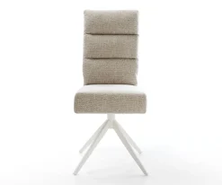 DrehstuhlPela-Flex Webstoff Soft Beige Kreuzgestell breit Weiß 360° drehbar Wippfunktion Taschenfederkern Sofort versandfertig
